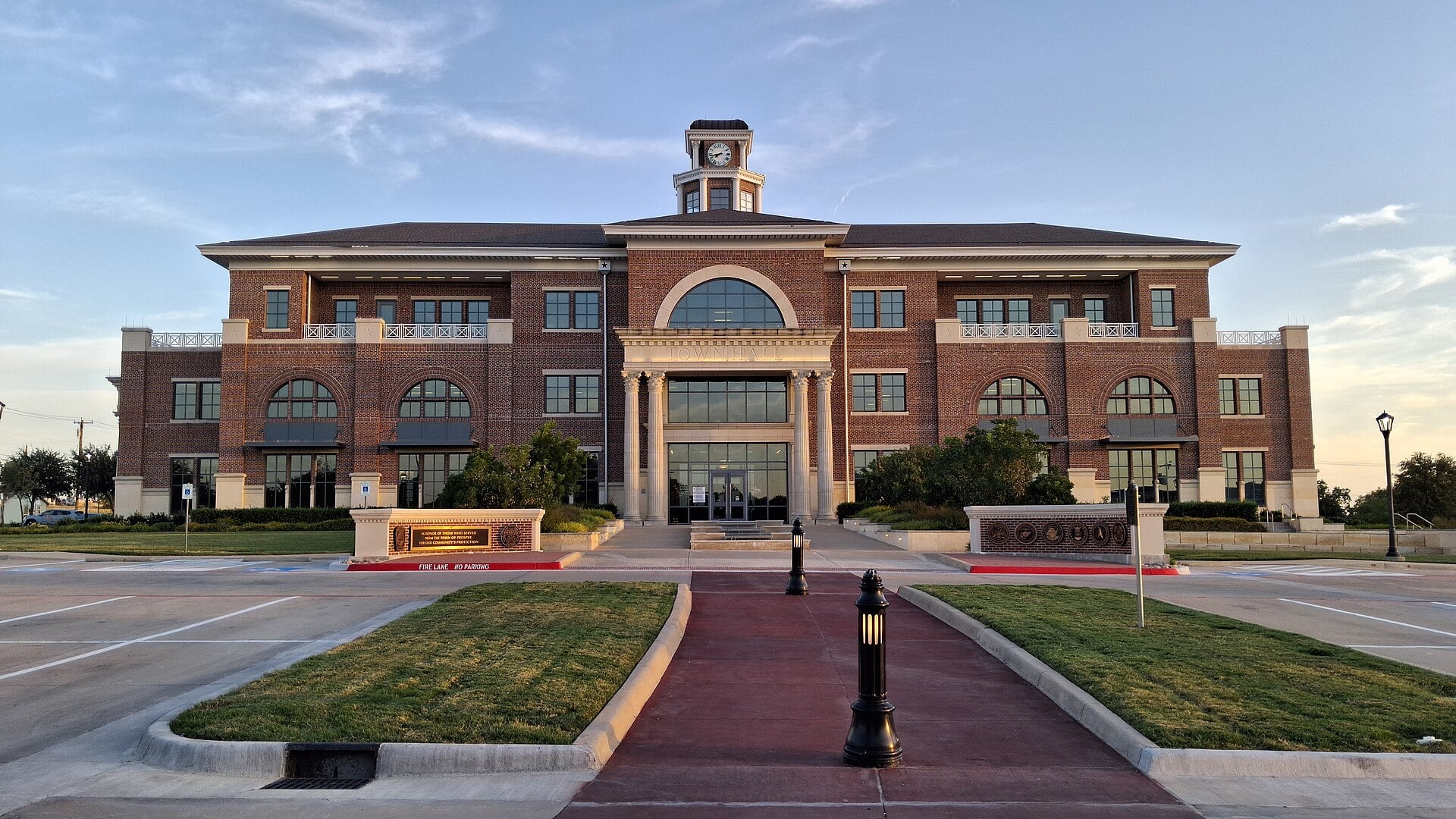 Brick town hall building in Prosper, Texas
