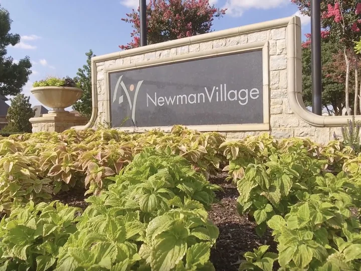 Village entrance and landscaping