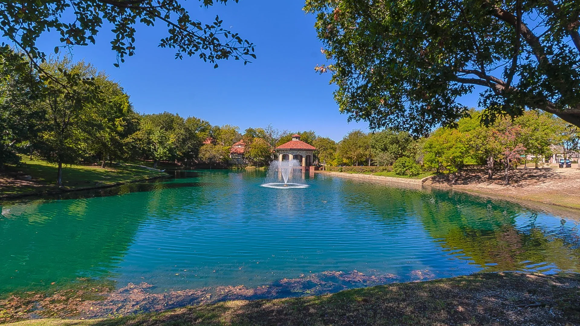 Neighborhood lake and residences