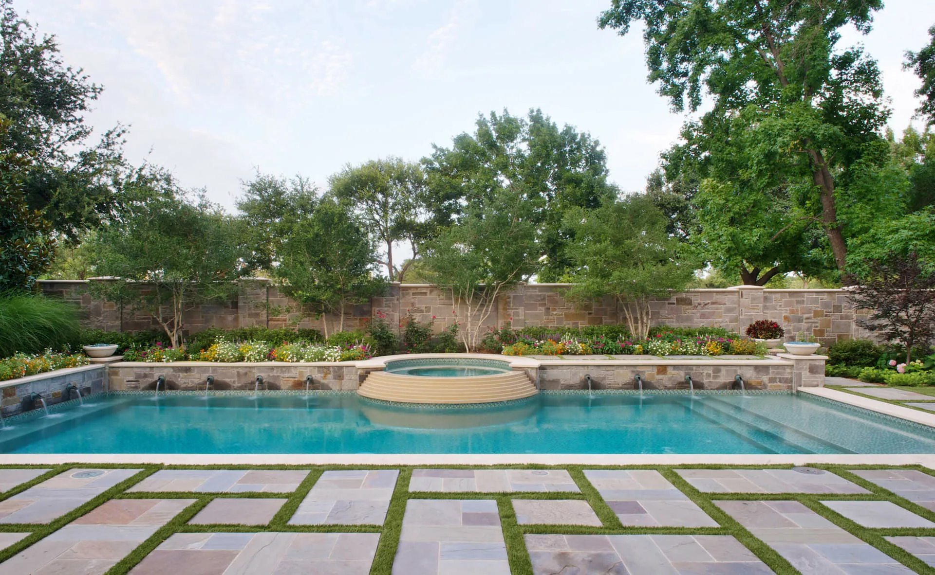 Landscaped pool and garden at a Highland Park estate